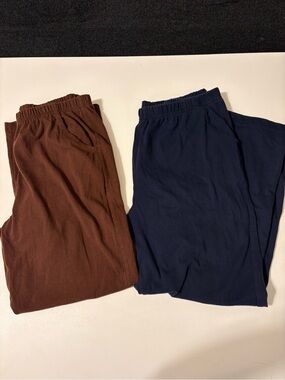 Woman’s Elastic Waist Casual Bottoms - Brown & Navy